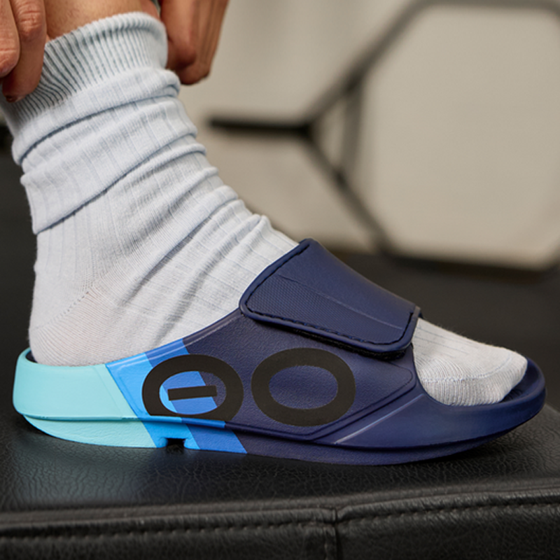OOFOS Men's OOahh Sport Flex LTD Edition Slide - Sky Rally
