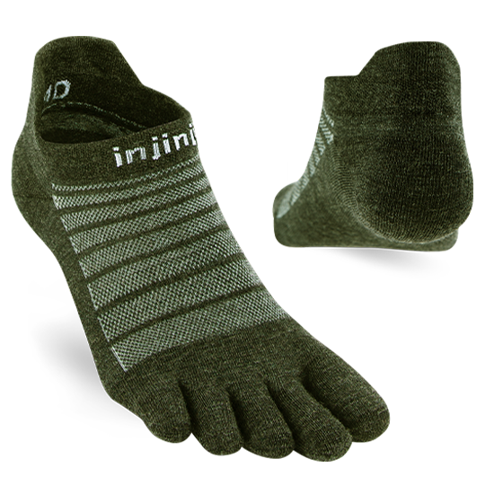 Injinji RUN Lightweight No-Show Wool Running Socks