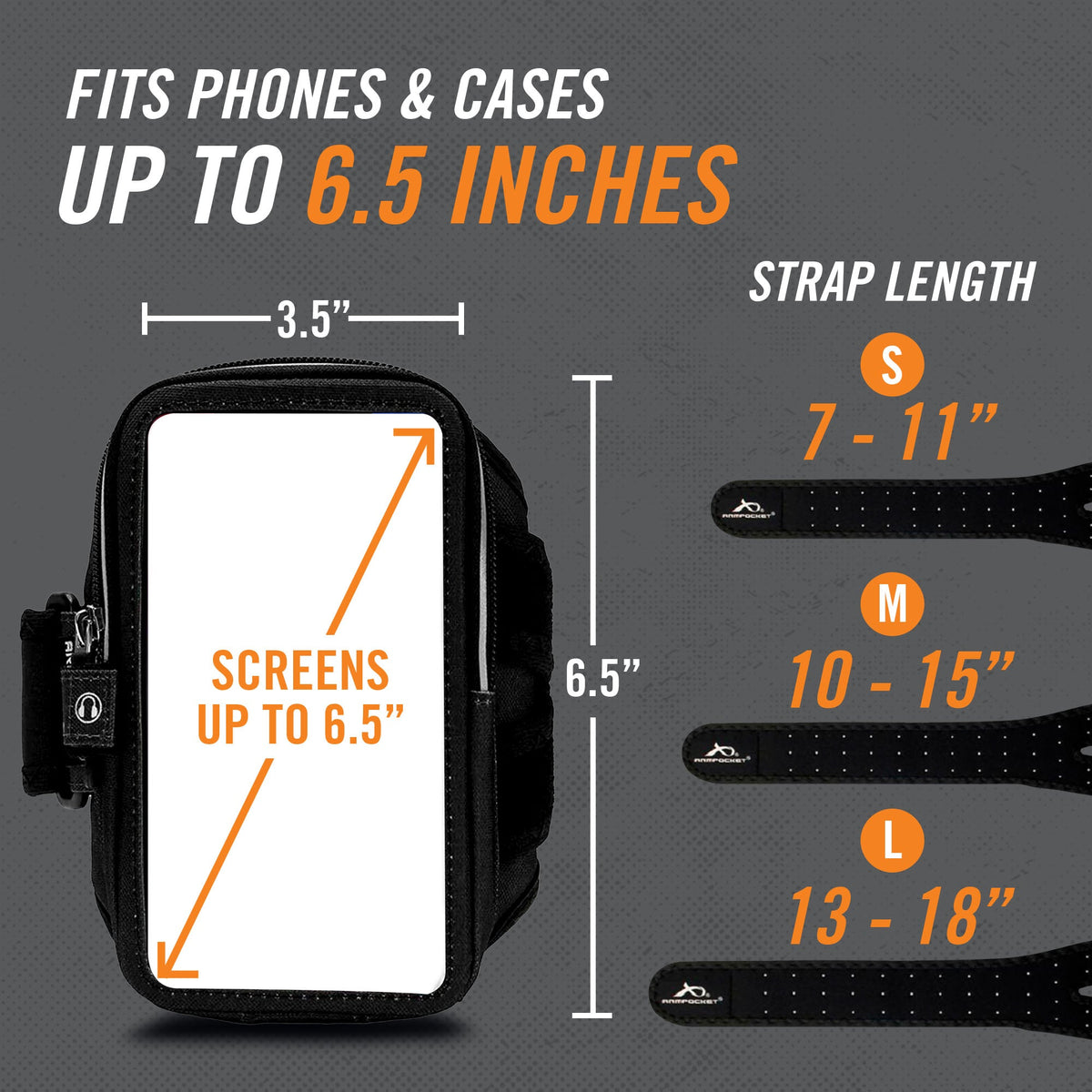 Armpocket Mega i-40 Phone Running Case for iPhone 15/ 15 Pro/14/14 Pro/13/13 Pro/12/12 Pro, Galaxy S23/S23+/A54/S22+/S21/S20 &amp; More
