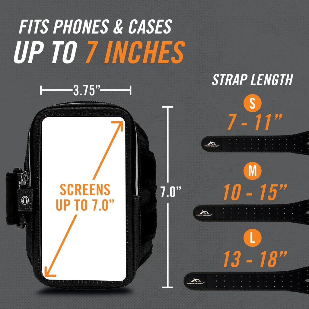 Armpocket Mega i-40 Plus Smartphone Armband for iPhone 15 Pro Max/15 Plus/14 Pro Max/14 Plus/13 Pro Max/12 Pro Max, Galaxy S23 Plus/S23 &amp; S22 Ultra/Galaxy A54/Note 20 Ultra &amp; more with large cases